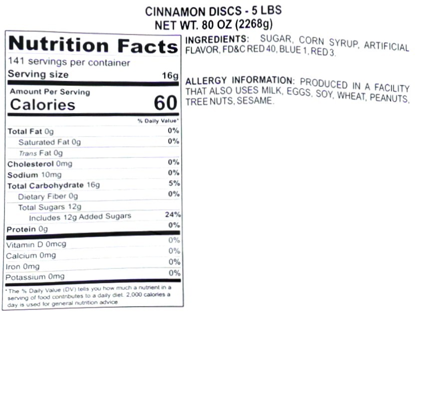 Cinnamon Discs Hard Candy Bulk Bag
