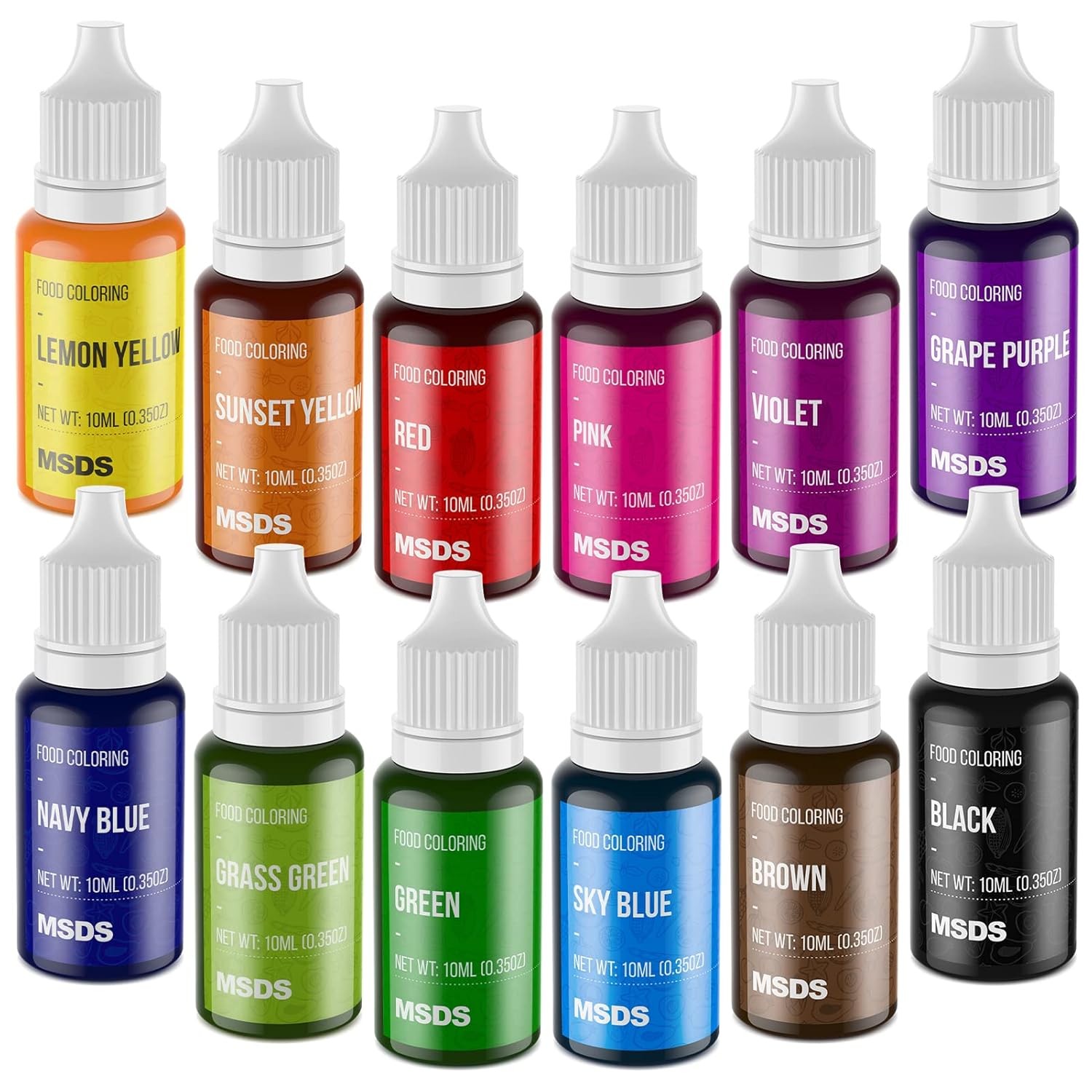 0.35 Fl Oz (Pack of 12), Lemon Yellow, Sunset Grass Green, Violet, Grape…