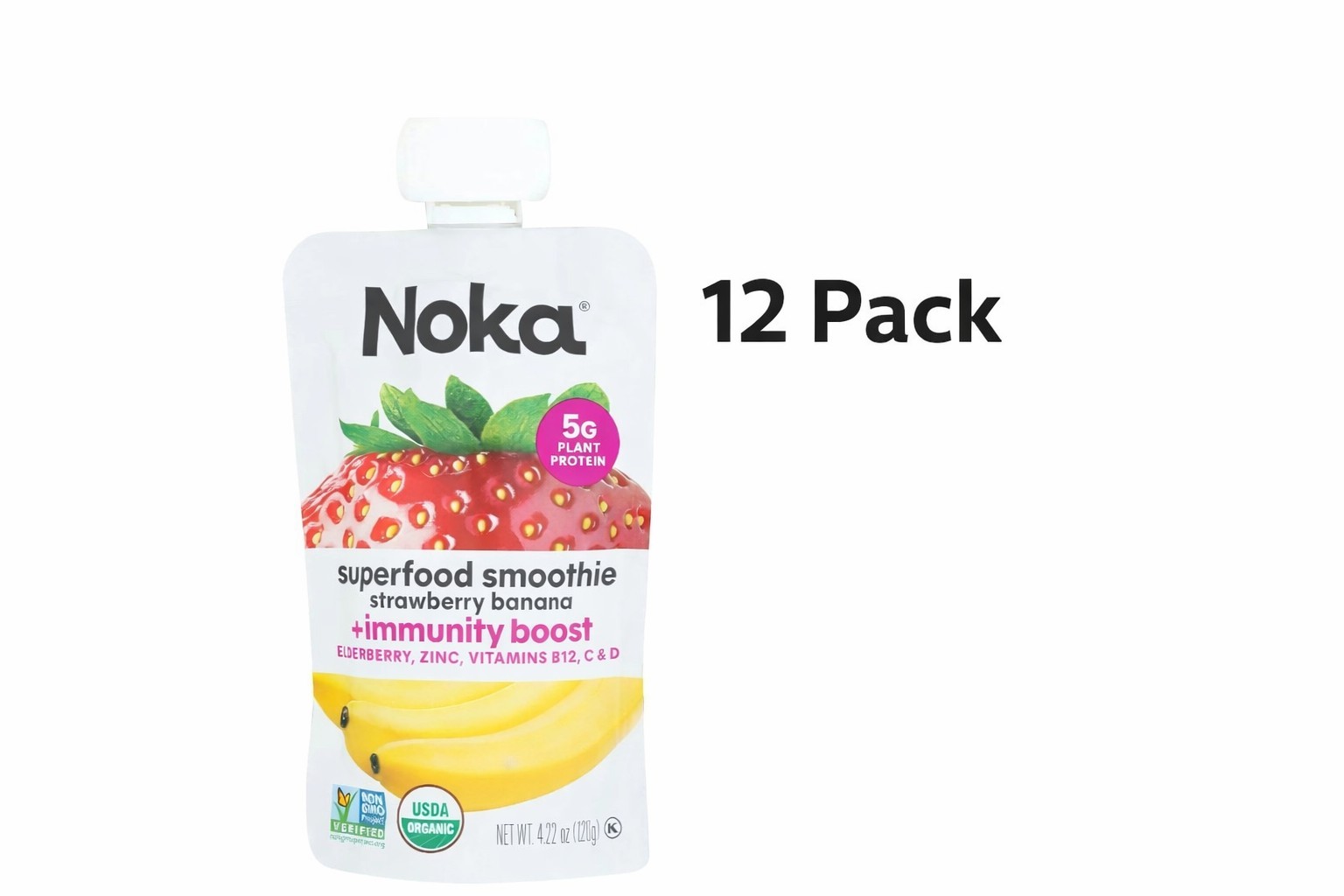 Noka – Smoothie Super Food Strawberry & Banana 4.22 oz (Pack of 12)