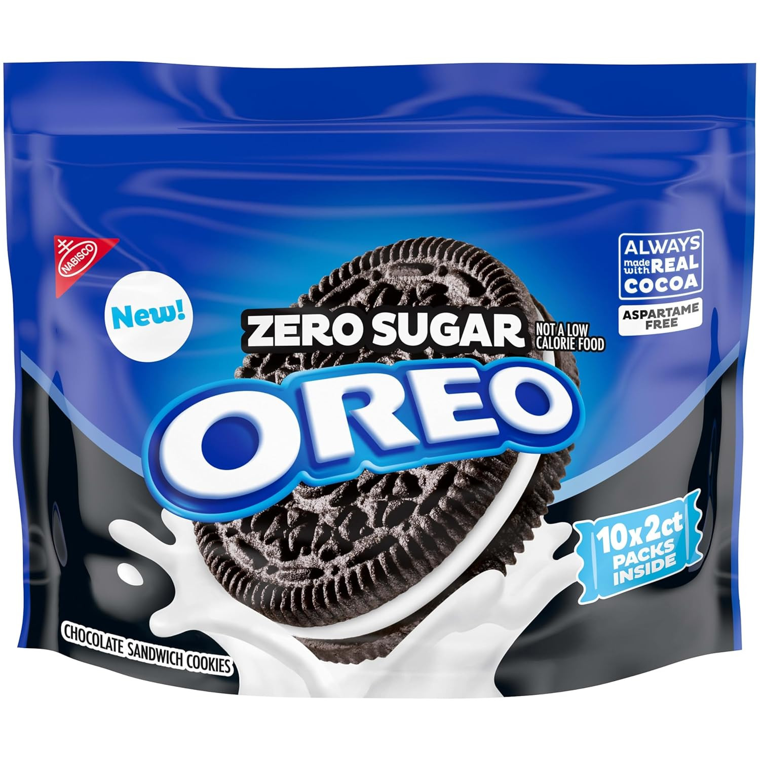Zero Sugar Chocolate Sandwich Cookies, 10 Snack Packs (2 Cookies per Pack)