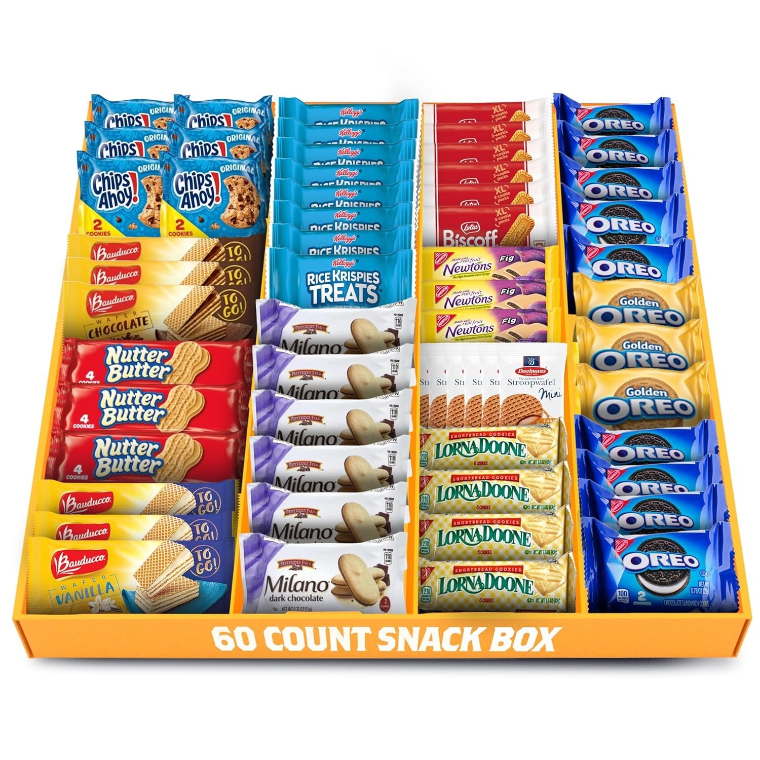 Assorted Cookies Snack Box – 60 Individually Wrapped Treats for Gifting & Events