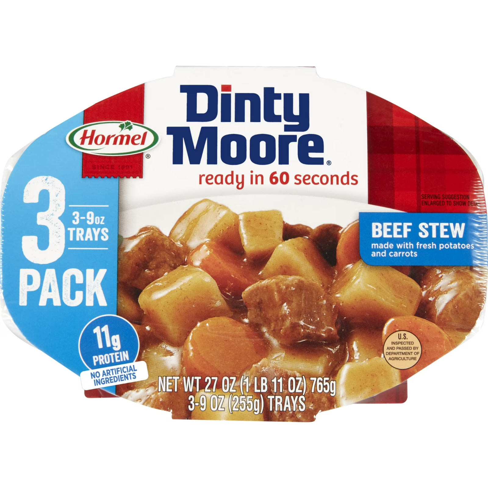 DINTY MOORE Beef Stew, 9 oz Plastic Microwaveable Tray (3 Pack)