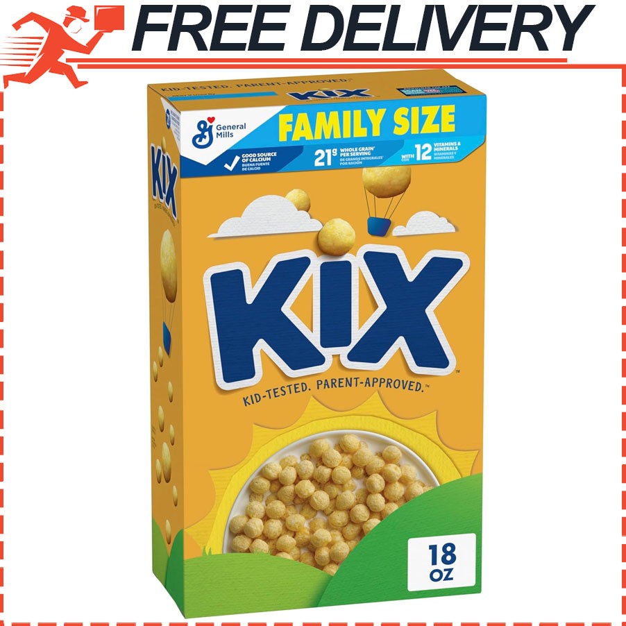 Kix Whole Grain Breakfast Cereal, Crispy Corn Cereal Puffs, Family Size, 18 oz