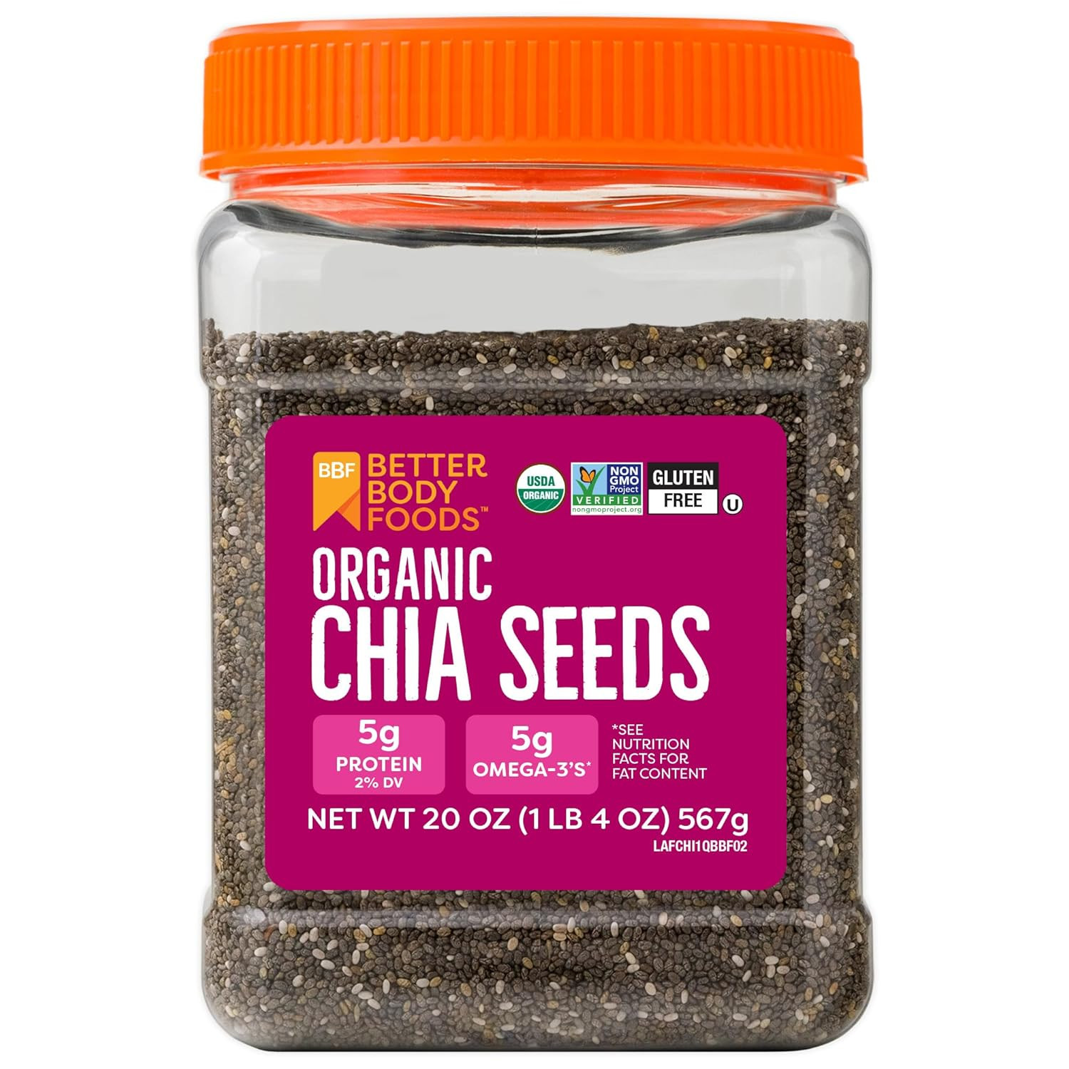 Organic Chia Seeds with Omega-3, Non-Gmo, Gluten Free, Keto Diet Friendly, Vegan