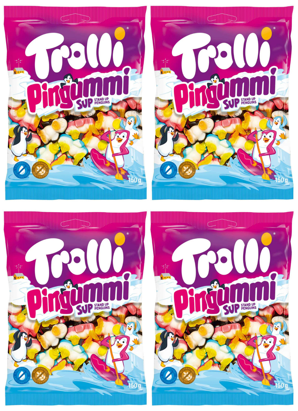 4 TROLLI PINGUMMI Natural Gummies German Sweets Candy Penguin Shape 150g 5.3oz