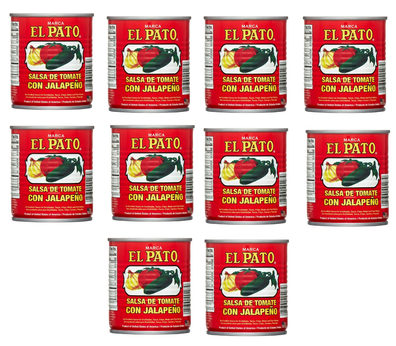 10 Pack El Pato Tomato Sauce with Jalapeño 7.75 oz Spicy Mexican Cooking Sauce