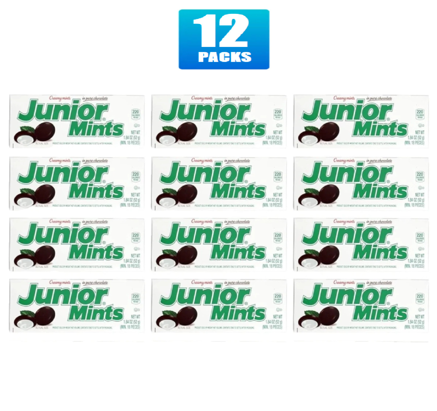 12x Junior Mints Creamy Mints In Pure Chocolate Theater Box – 1.84oz