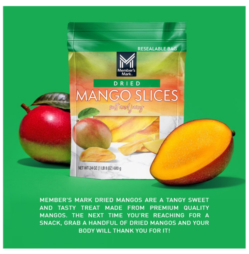 Member’s Mark Dried Mangos (4 bags) 24oz ea (1.5lbs ea) BB by date Dec 26, 2025