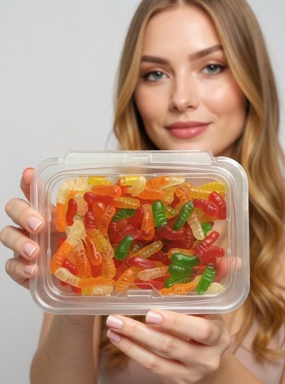 Fruity Flavorful Colorful Nostalgic Gummy Worms Candy, 1 Lb. Tub