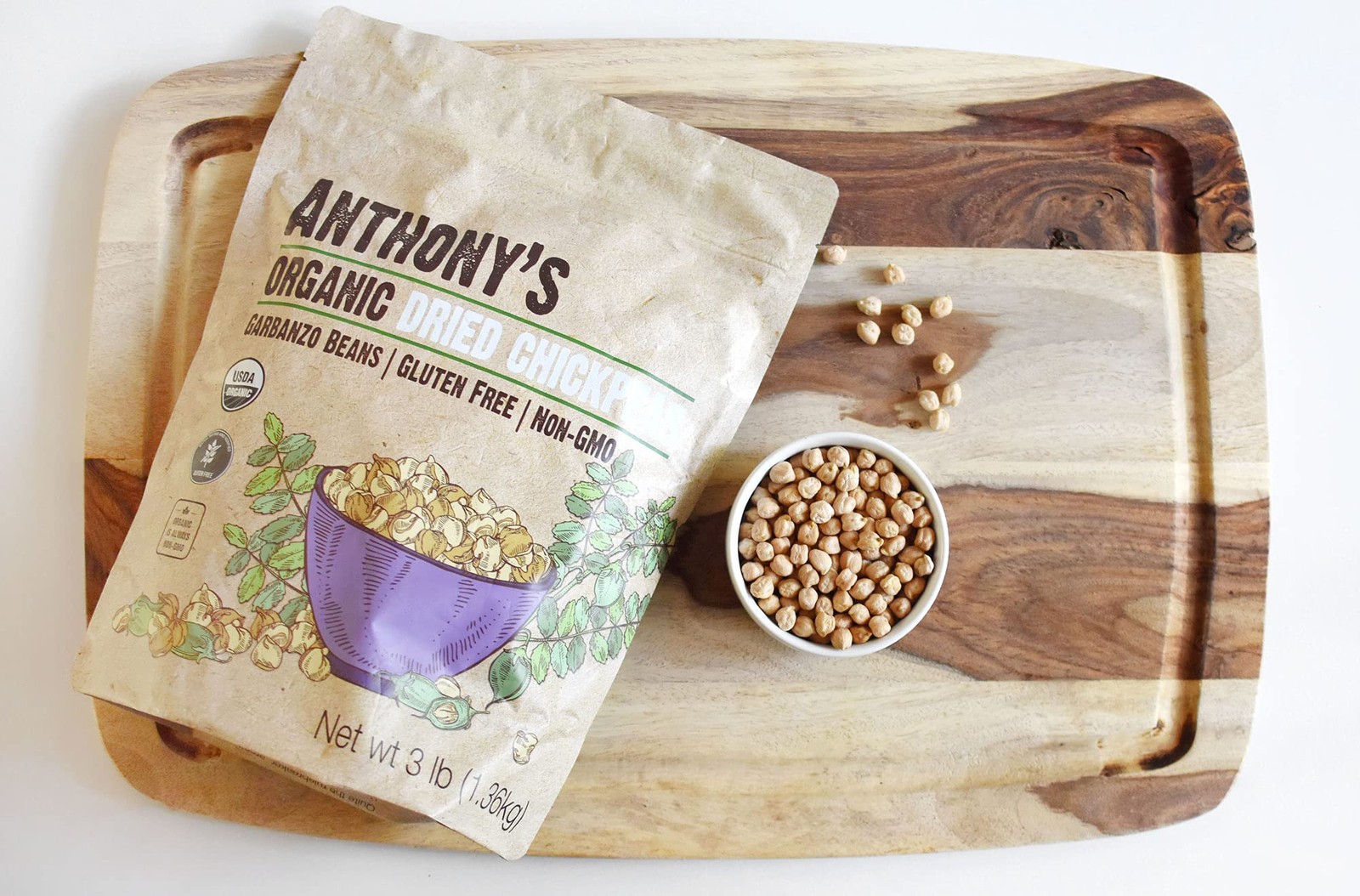 Anthony’s Organic Dried Chickpeas, 3 lb, Dry Garbanzo 48 Ounce (Pack of 1)