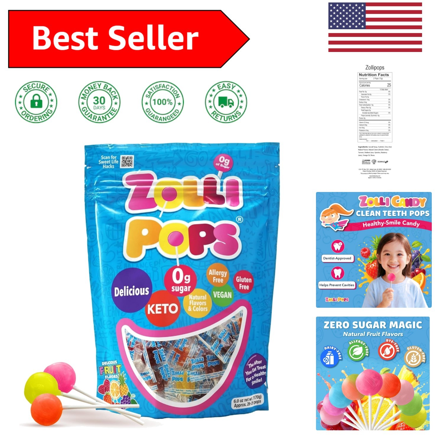 Clean Teeth Pops: 6 oz of Keto-Friendly, Sugar-Free Lollipops for Happy Smiles