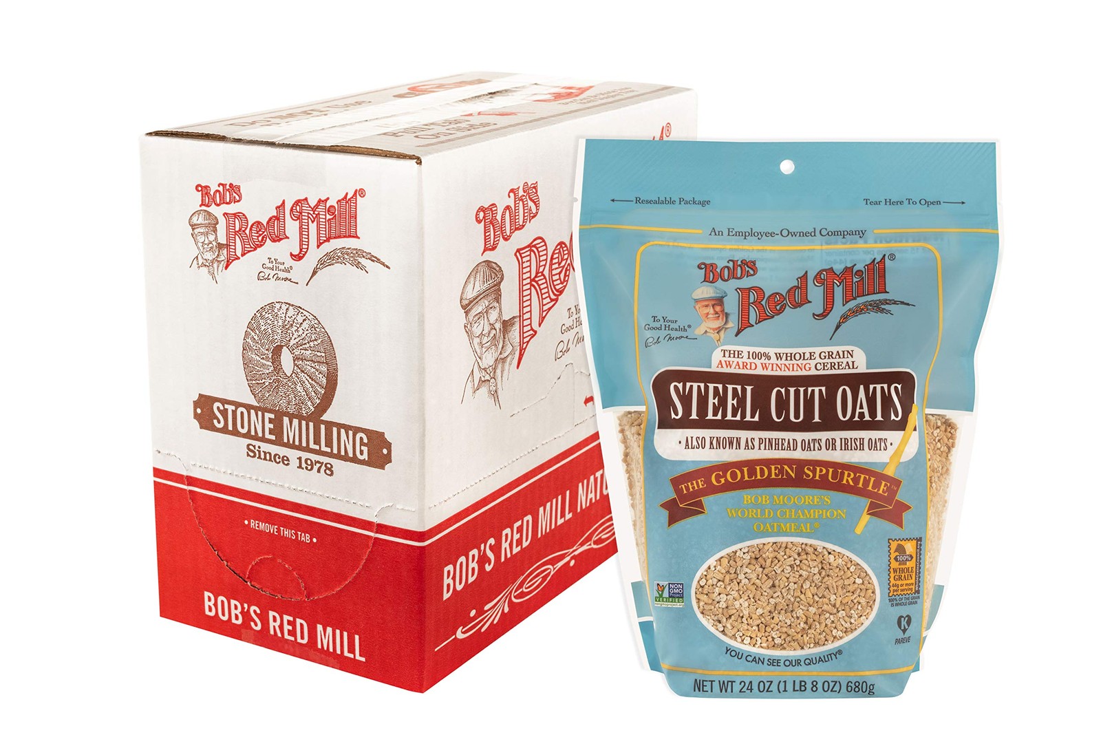 Bob’s Red Mill Steel Cut Oats 24oz Pack of 4 Non GMO Whole Grain Vegan Kosher