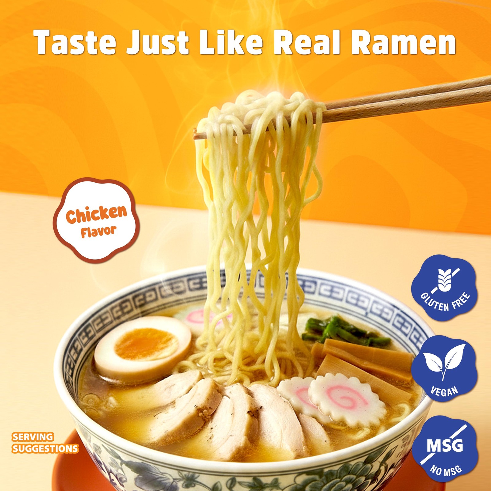 Gluten-Free Vegan Ramen Noodles – Chicken Flavor, Low Sodium, 6 Packs