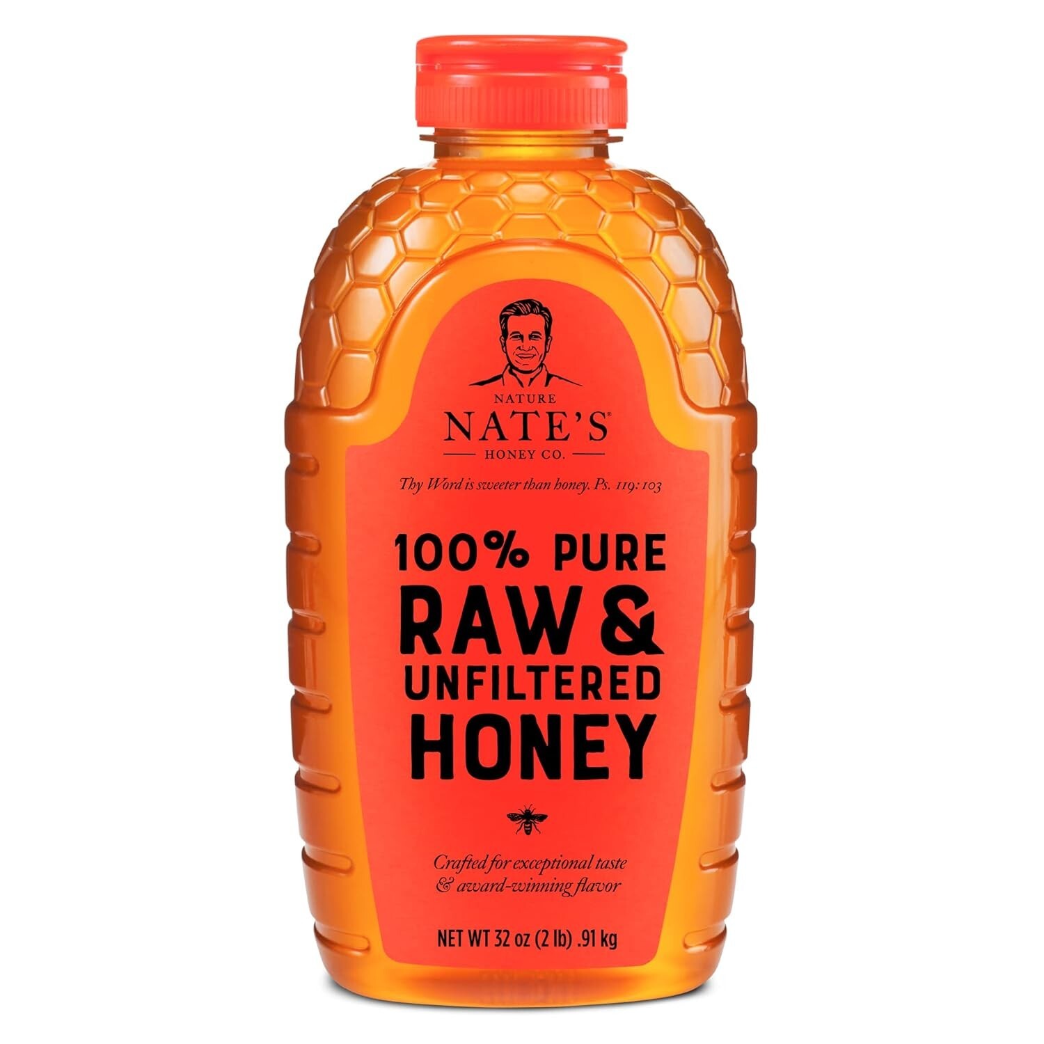 Nature Nate’s 100% Raw & Unfiltered Honey – Delicious Sweetener in 32oz Bottle
