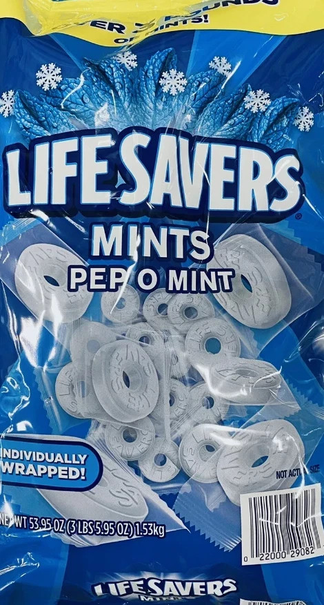 Life Savers Pep-O-Mint Breath Mint Bulk Hard Candy Bag 53.95 oz Lifesavers
