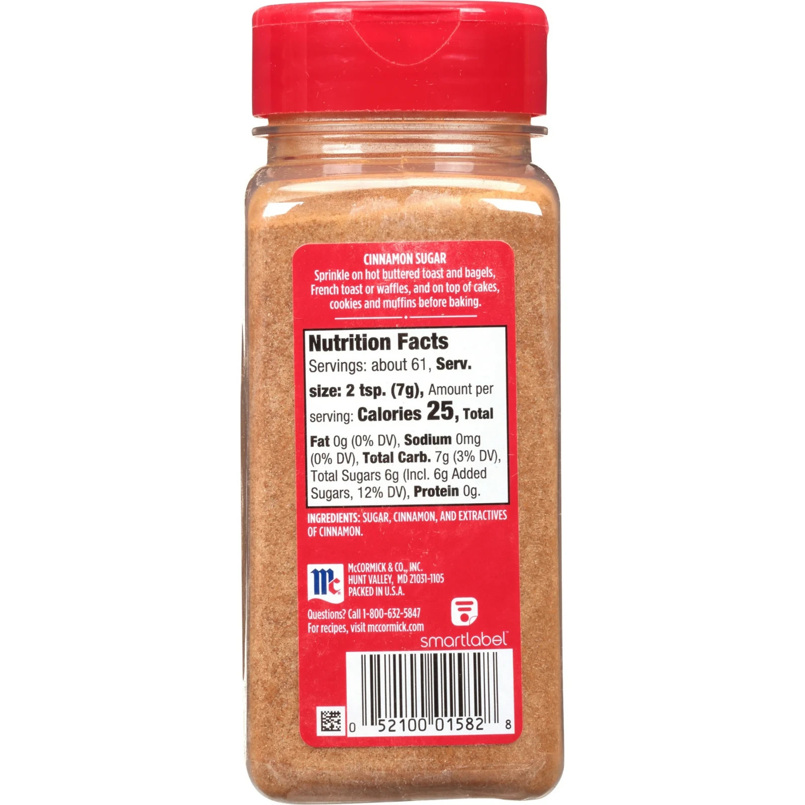 McCormick Non-GMO Kosher Cinnamon Sugar, 15.0 oz Bottle, Free Shipping…