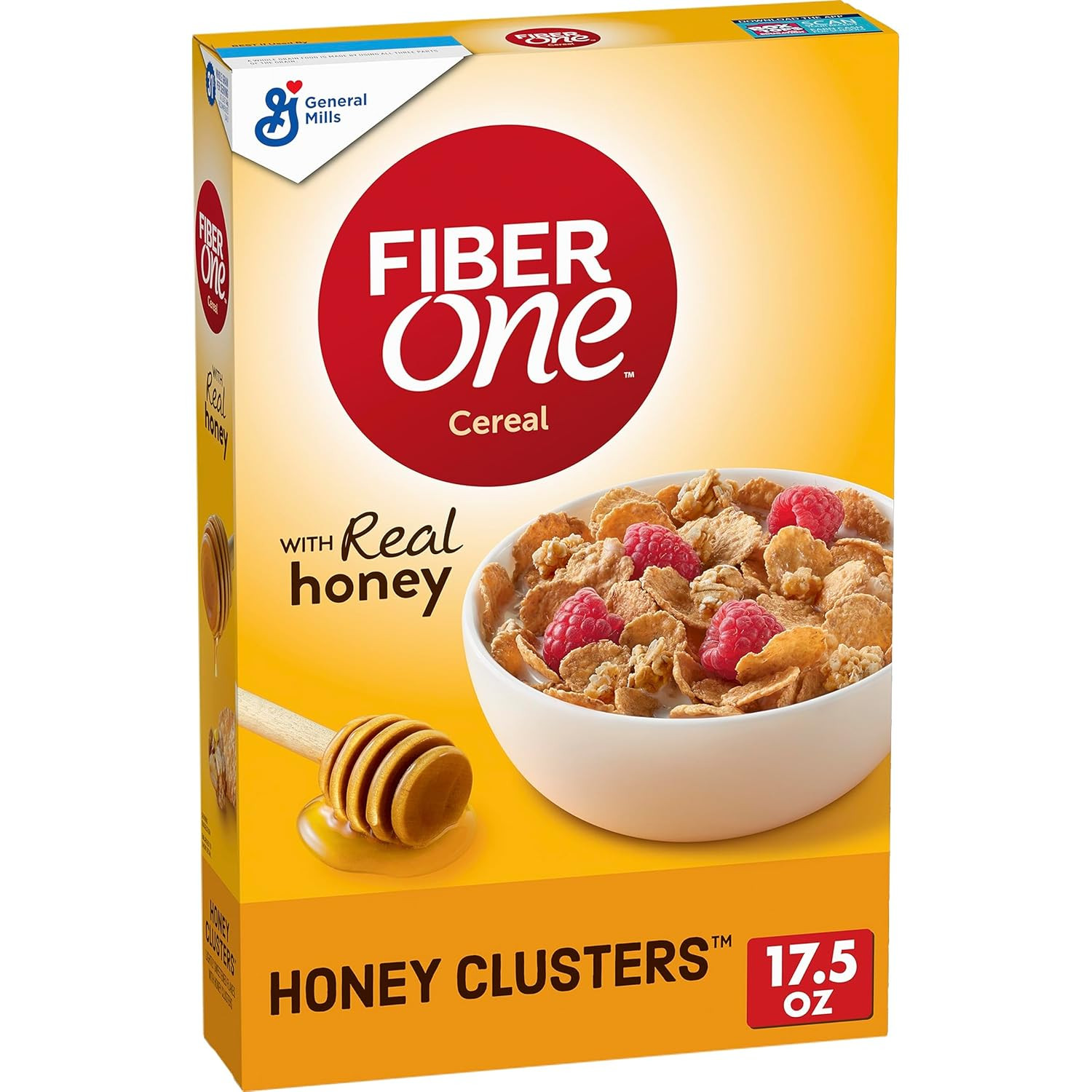 Honey Clusters Breakfast Cereal, Fiber Cereal Made with Whole Grain, 17.5 Oz