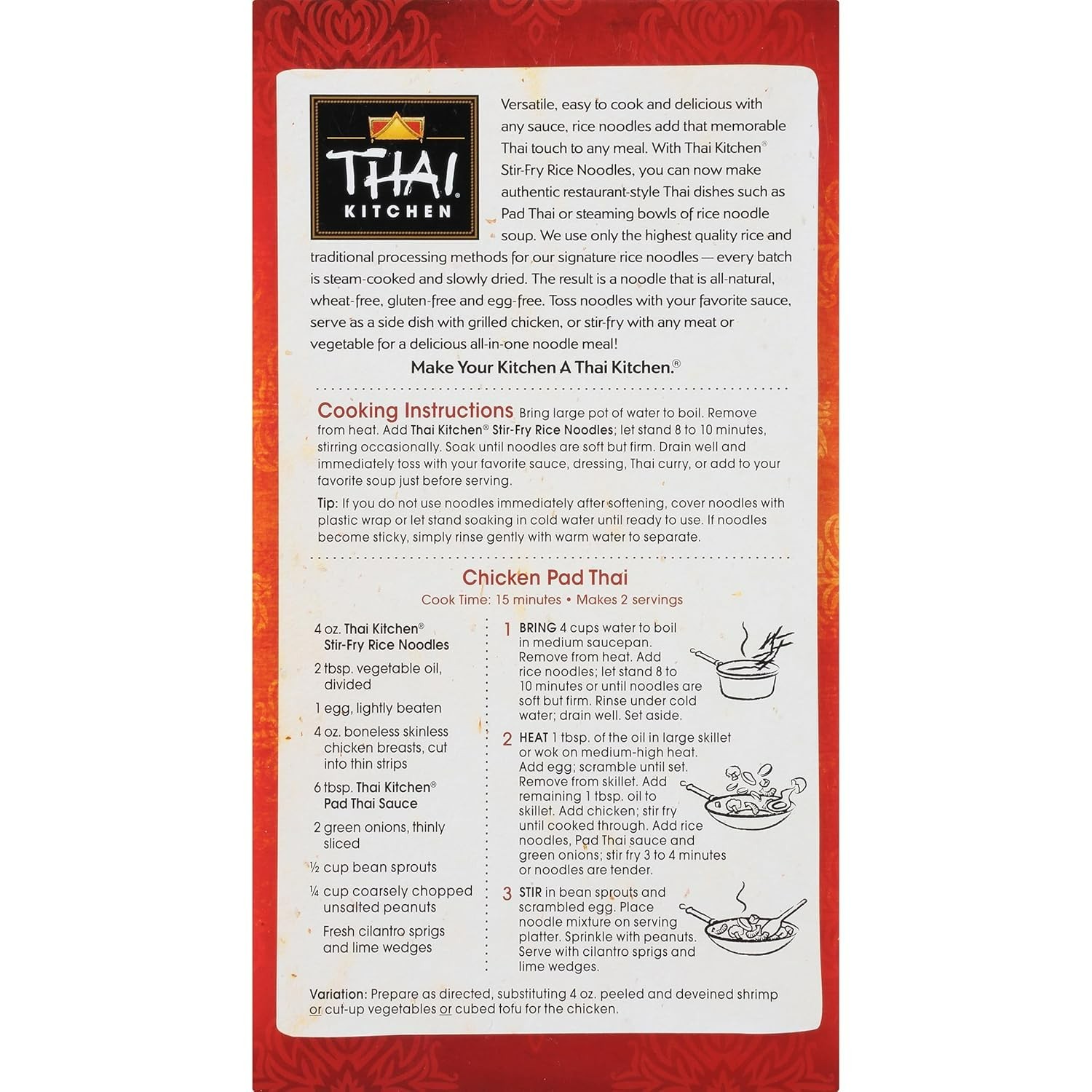 Stir Fry Rice Noodles, Gluten Free, Non GMO, Two Ingredients, Quick Cook, For…