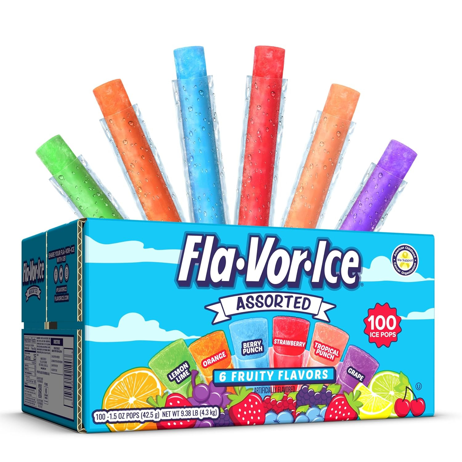 Popsicle Variety Pack of 1.5 Oz Freezer Bars, Assorted Flavors, 100 Count