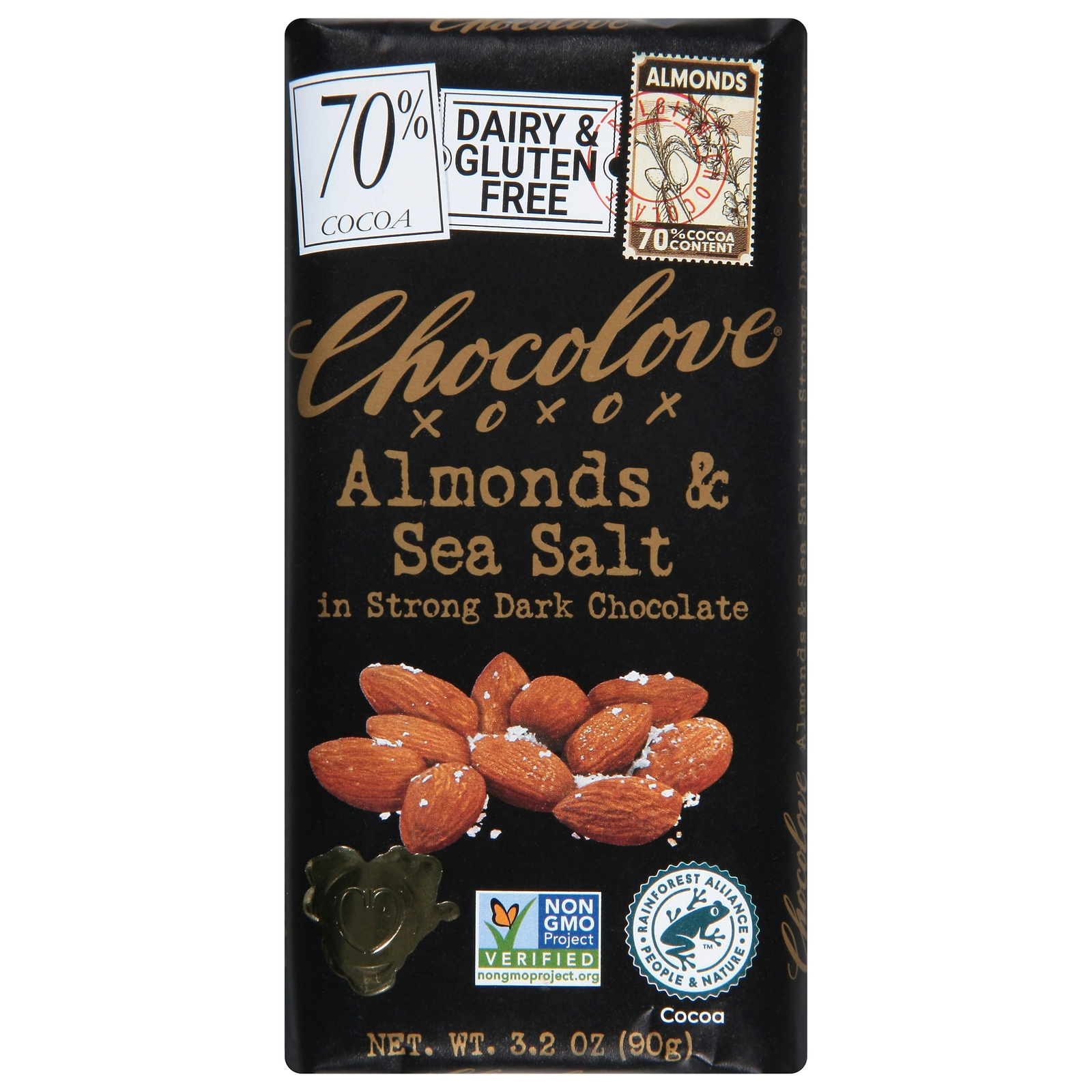 Chocolove Dark Chocolate Almonds Sea Salt Bar 3.2 oz (Pack Of 12)