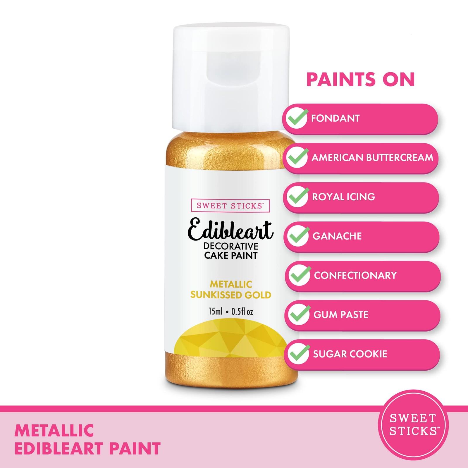Edible Metallic Gold Cake Paint 0.5oz (15ml) – Decorative Art for Cakes