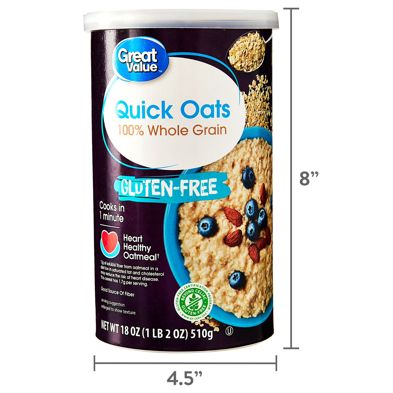 (3 pack) Great Value Gluten Free Quick Oats, 18 oz….