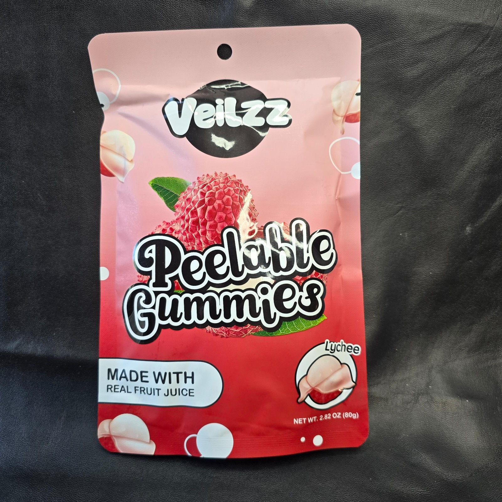 LYCHEE Veilzz Peelable Gummies Snack Packs Candies 2.82 OZ Real Fruit Juice