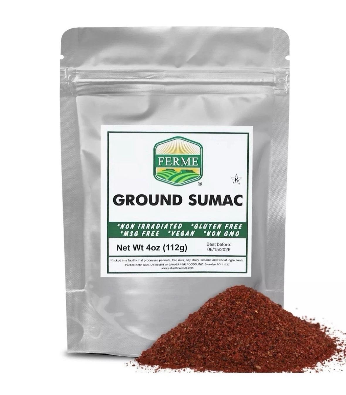 Pure 100% Ground Sumac Spice, No Salt, No GMO, Sumac Seasoning 4 Ounce