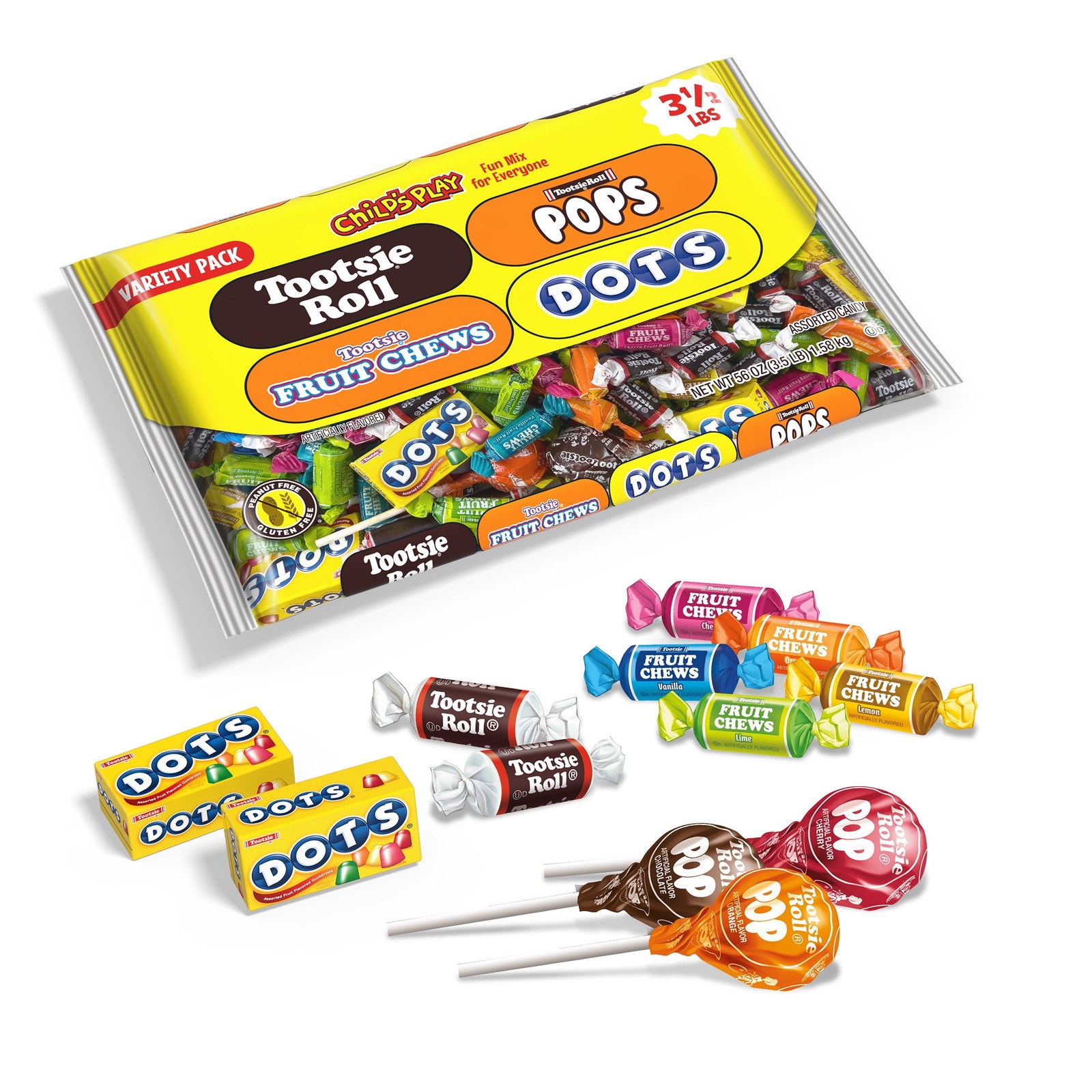 Tootsie Child’s Play, Assorted Candy, 56 oz. Individually Wrapped,Contains Milk