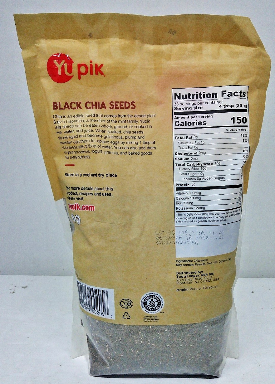 Yupik Raw Black Chia Seeds, 2.2 lb (35.3 oz), Gluten-Free