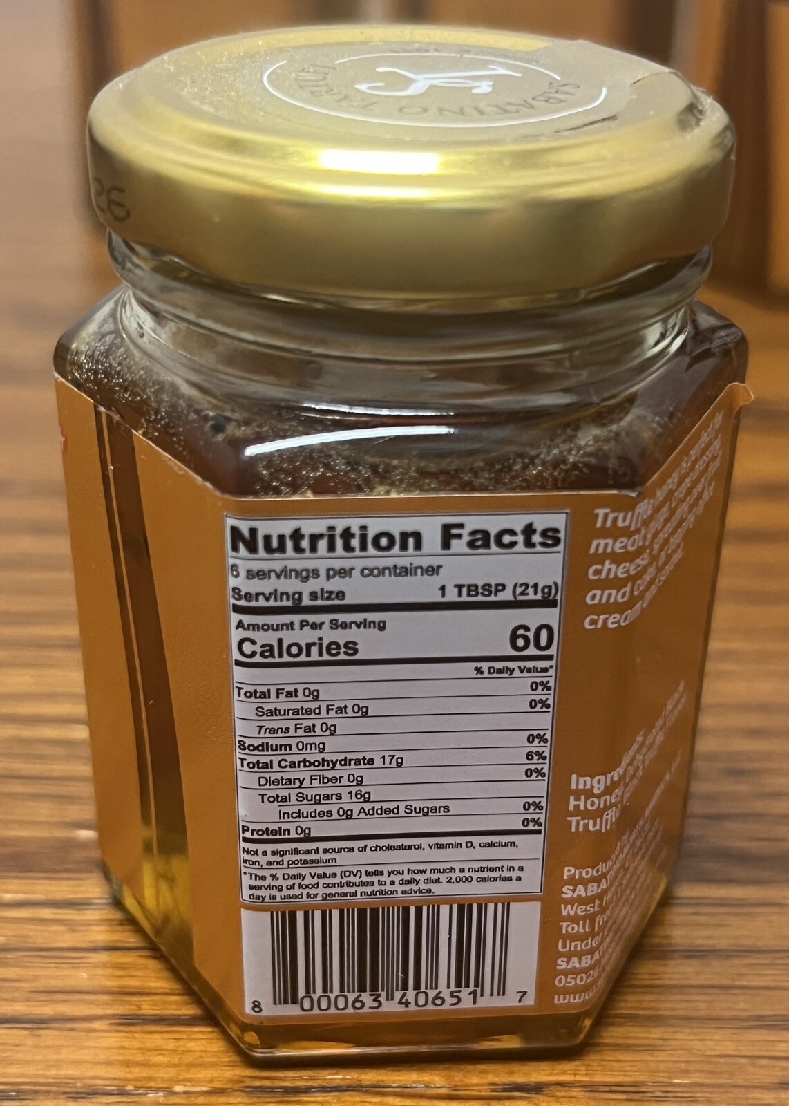 Sabatino Truffle Honey 4.5 Oz. 6 Pack Exp. 5/2026