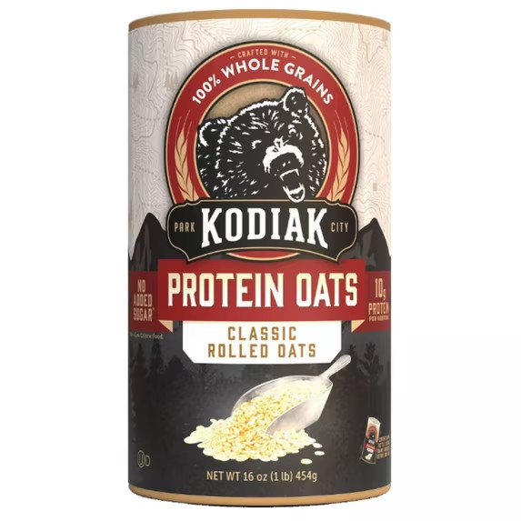 Kodiak Protein-Packed Classic Rolled Oats, 16 Oz Canister..