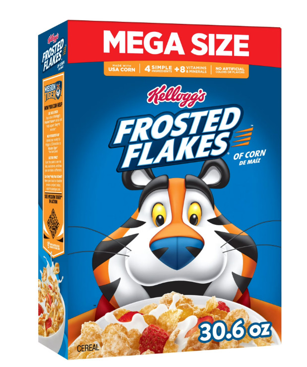 Kellogg’s Frosted Flakes Breakfast Cereal, Fat Free, Mega Size, 30.6 oz