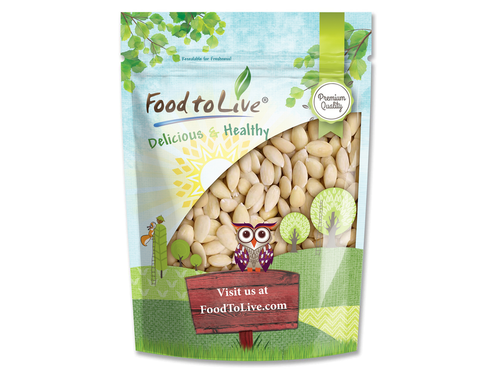 Blanched Almonds — Whole, Non-GMO Verified, Kosher, Raw, Vegan — by Food to Live