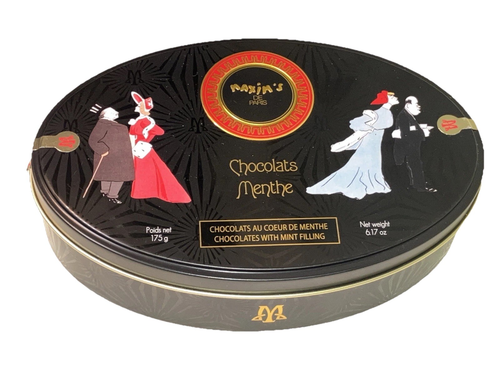 Maxim’s De Paris Chocolate Covered Mint Candies In Oval Tin Box 175 G 07/27