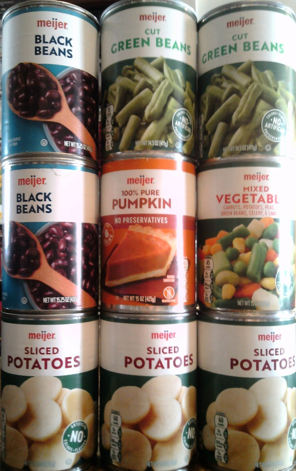 LOT OF 9 Meijer Potatoes/Beans/Pumpkin/Mixed Vegs (BEST BY 12/27 (2) & 12/28 (7)