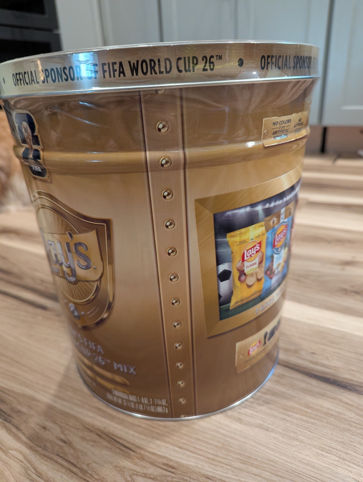 Lays FIFA World Cup 2026 Mix Large Collectible Tin Lionel Messi Sealed 3 Bags
