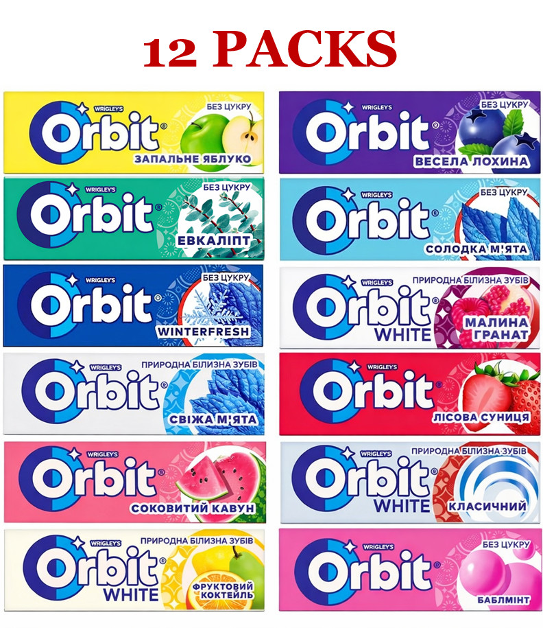 12 Pack Wrigley’s Orbit Sugar-Free Chewing Gum Variety Pack – Assorted Flavors