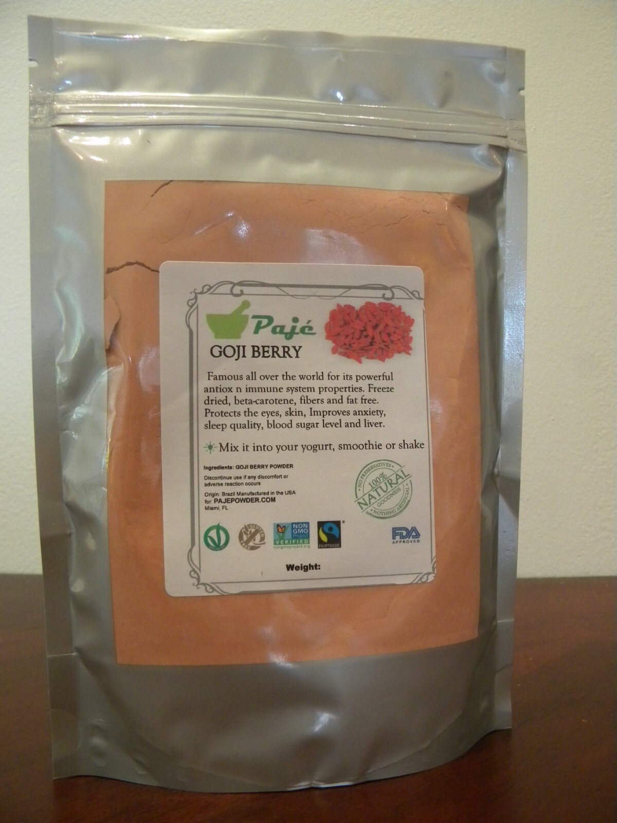 GOJI BERRY powder 8oz 16oz 1lb 32oz 2lb 4lb 10lb FREEZE DRIED PAJE