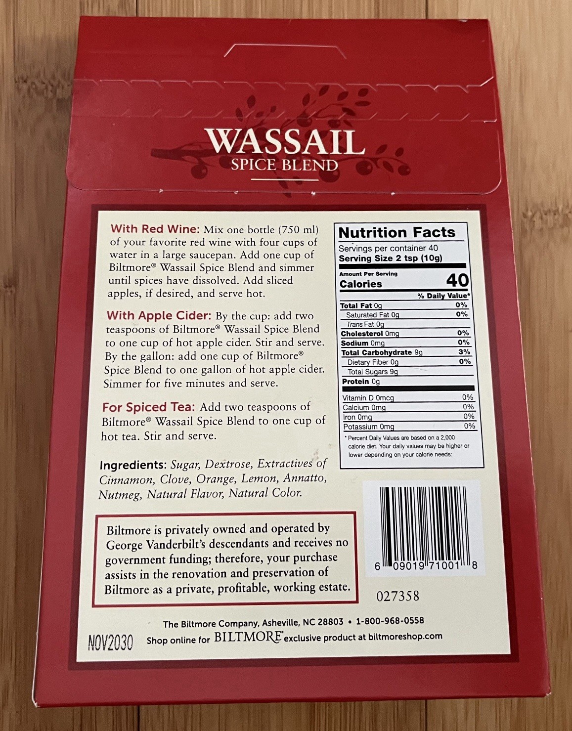 Biltmore 14.1 oz (40 Servings) Wassail Spice Blend