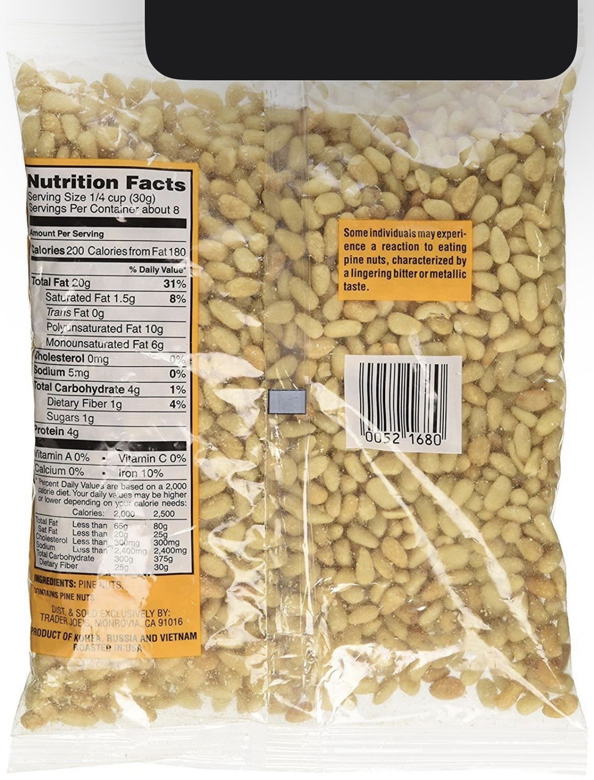 2 Packs New Trader Joe’s Unroasted & Unsalted Pignolias Pine Nuts 8oz Each X 2
