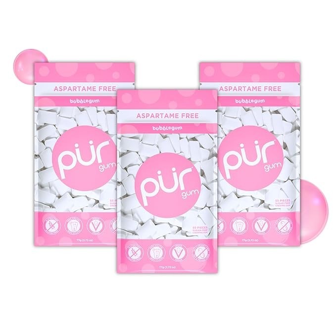 PUR Gum Aspartame Free Chewing Gum 100% Xylitol Natural, 55 Ct (Select Flavor)