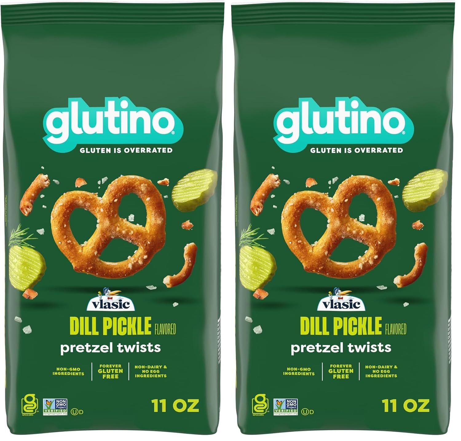 Glutino Vlasic Gluten Free Dill Pickle Pretzel Twists, Gluten Free Snacks, 11 Oz