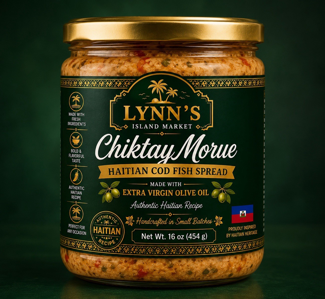 Lynn’s Island Market Chiktay Morue Haitian Cod Fish Spread 16 oz 454 g