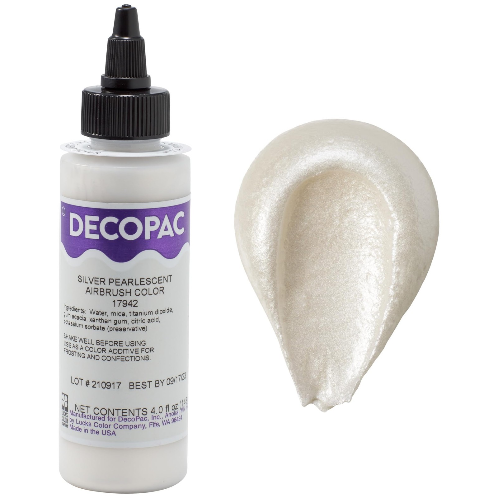 DecoPac Premium Airbrush 4 Fl Oz (Pack of 1), Pearlescent Silver Shimmer