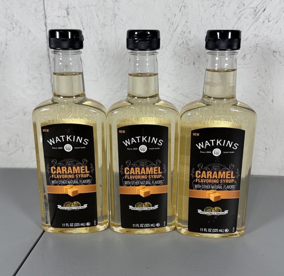 3-Pack – Watkins Caramel Coffee Flavoring Syrup, 11 Ounce New & Sealed!