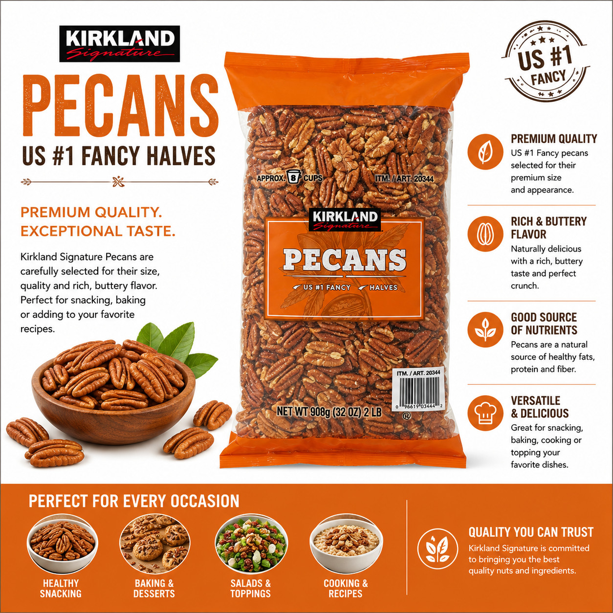 Kirkland Signature Pecan Halves 32 oz