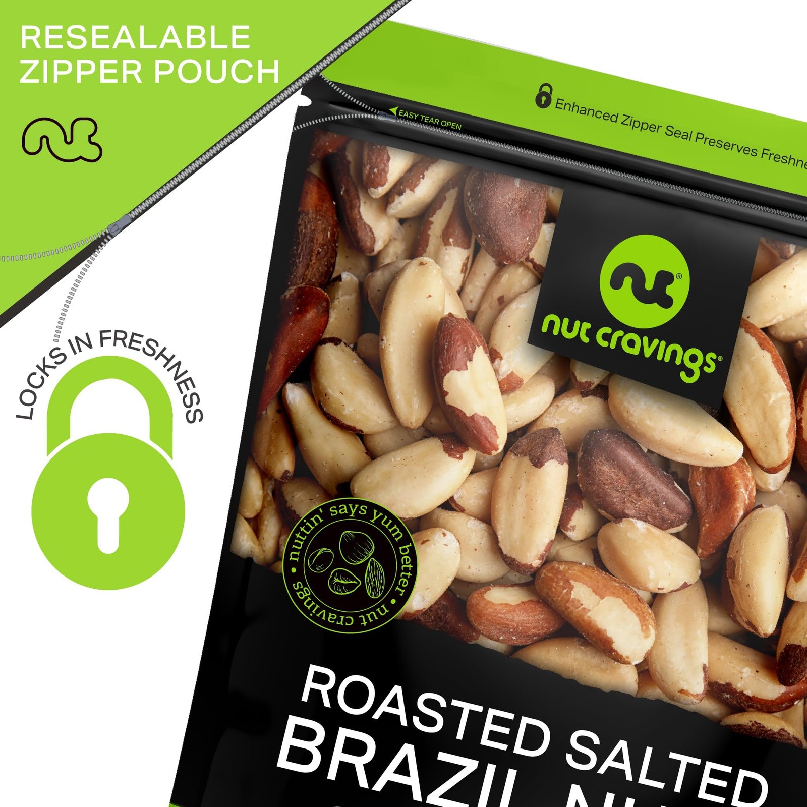 NUT CRAVINGS Raw Brazil Nuts In Shell Whole, 16oz 1 LB Packed Fresh in Res…