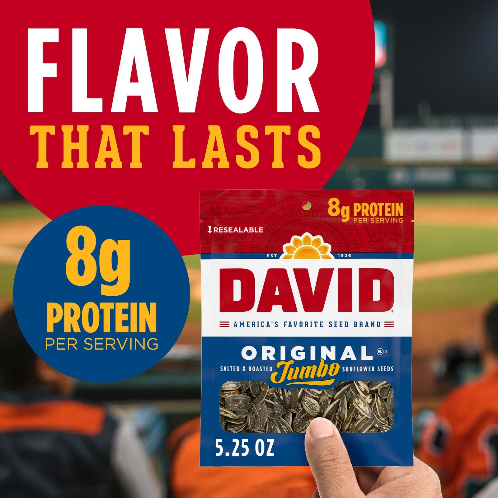 DAVID Jumbo Sunflower Seeds, Original Flavor, 5.25 oz. Ounce (Pack of 1)