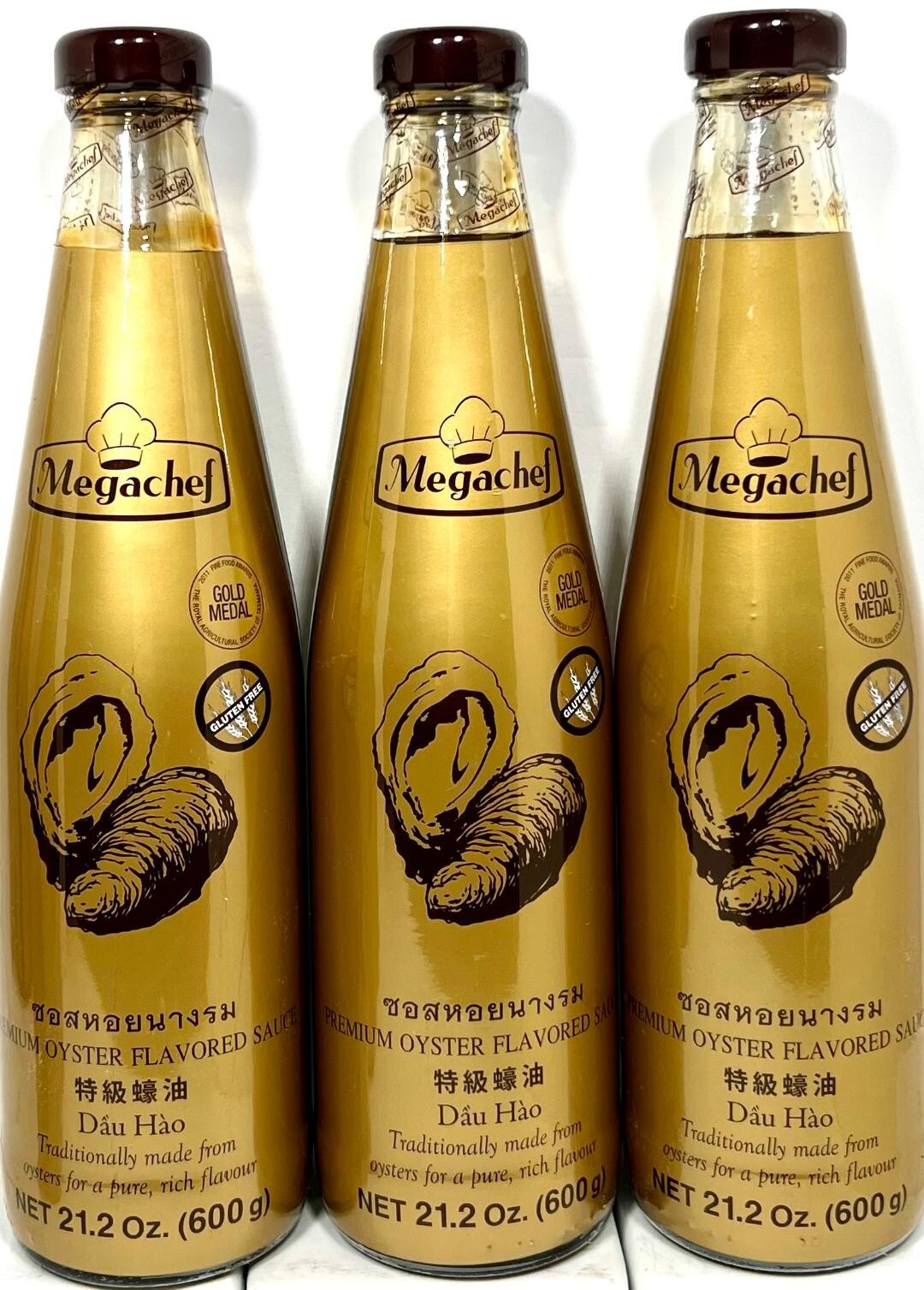 MegaChef Premium Oyster Sauce Gluten Free Gold Metal 21.2oz (Pack of 3)~11/2025